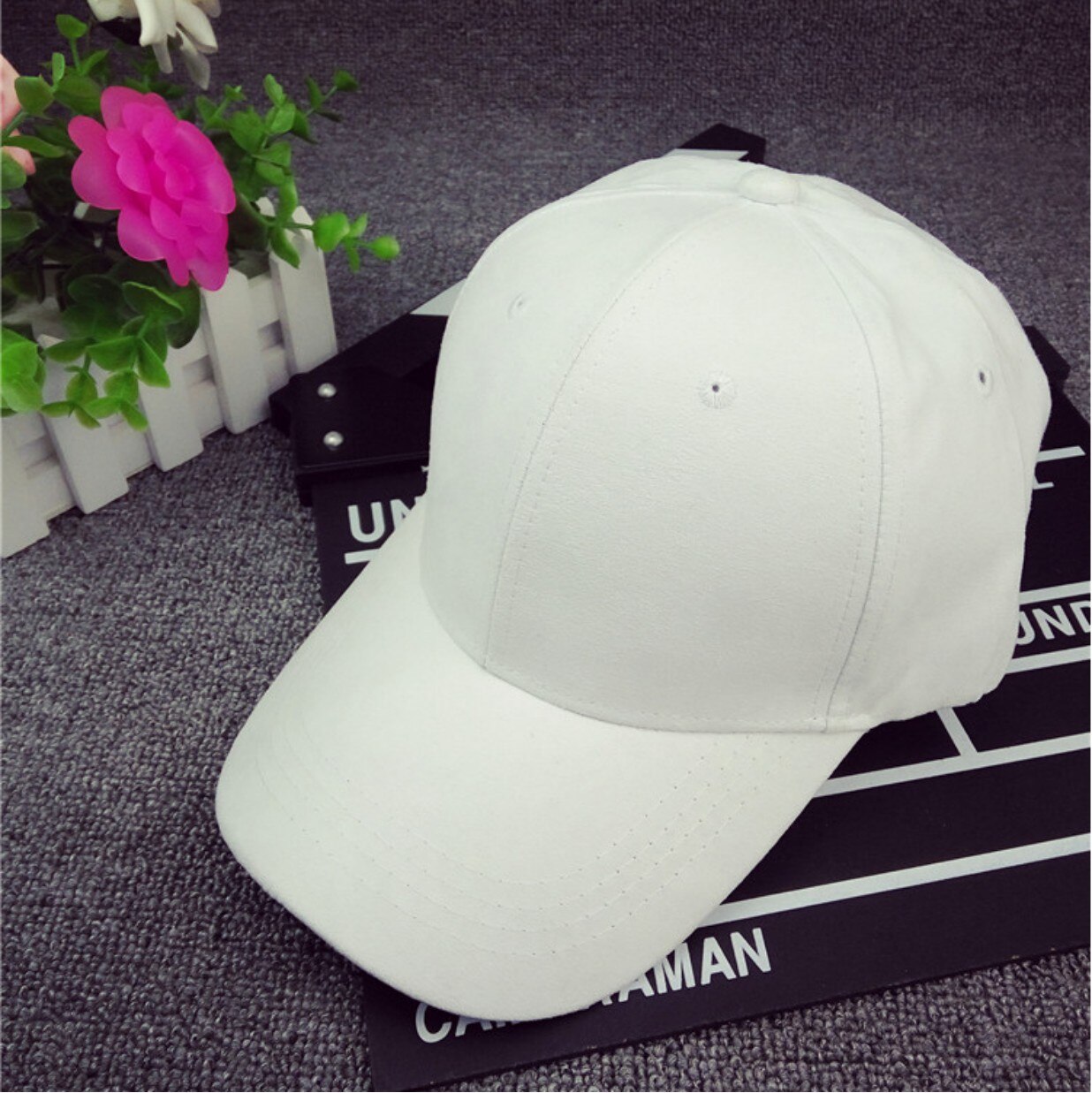 Women Men Unisex Chamois Baseball Cap Plain Blank Adjustable Hat Solid Distressed One Size Stylish Baseball Caps: White