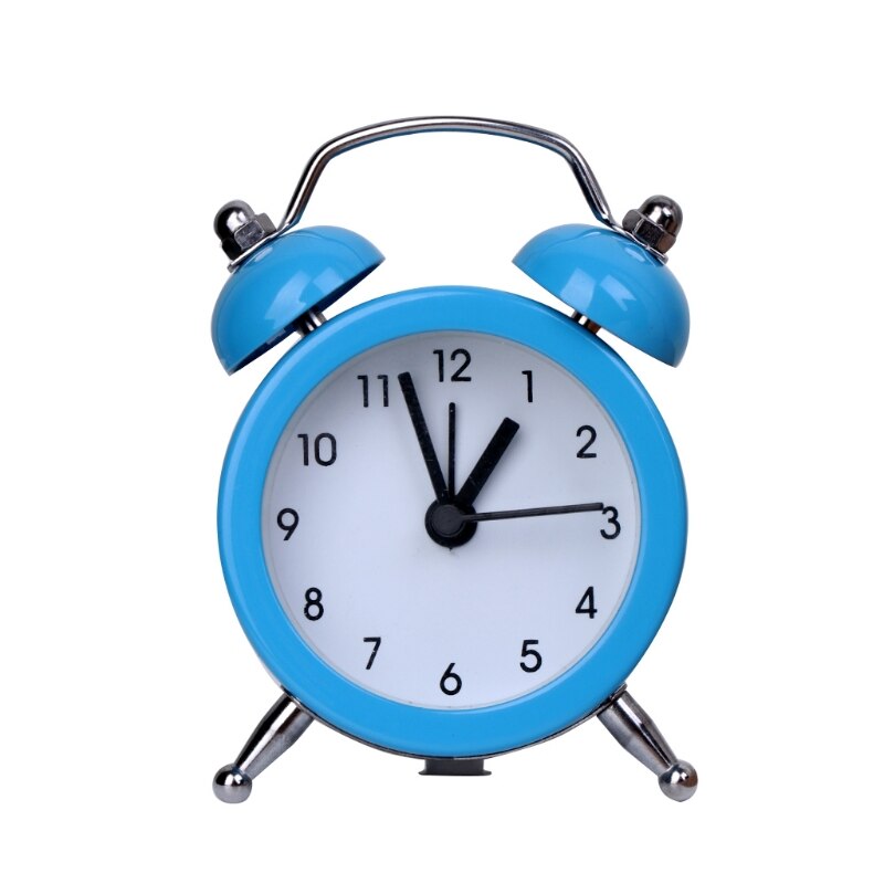 Portable Cute Mini Round Battery Alarm Clock Desktop Table Bedside Clocks Decor: BL