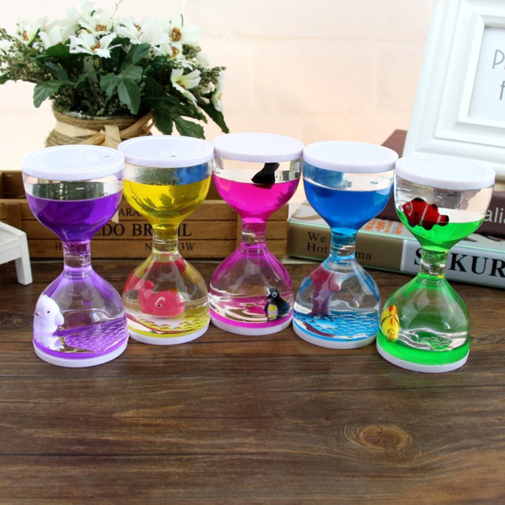 Dolphin Liquid Motion Bubbler Timers, Oil Hourglass Sensory Relaxation Toy Visual Bubble for Office &amp; Desk Decor Purple