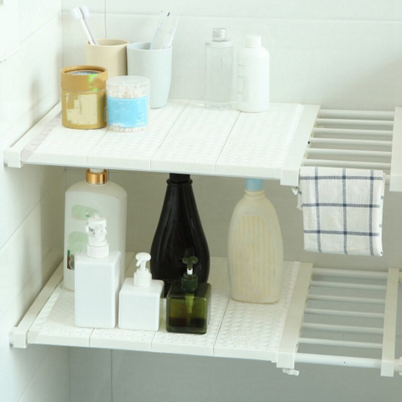 Retractable Closet Organizer Shelf Adjustable Kitchen Cabinet Storage Holder Cupboard Rack Wardrobe Organizer Bathroom Shelf Bei