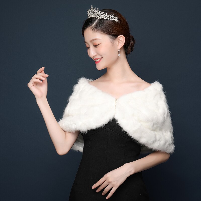 neueste Braut Schal Pelz wickelt Ehe zucken Mantel Braut Winter Hochzeit Party Abend Prom Bolero Jacke Mantel Schal Weibliche