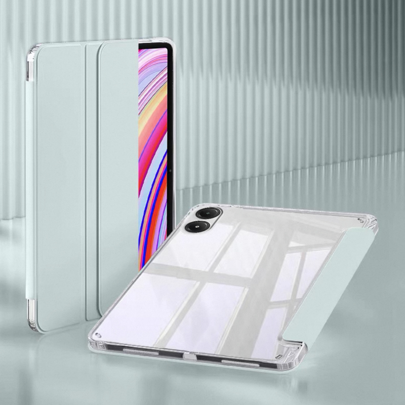 Fodral till redmi pad pro med pennhållare, genomskinlig akrylbaksida, hårt stativ, surfplatta, skal till xiaomi poco pad, kapasit 12.1 tum: 12.4 / Grön