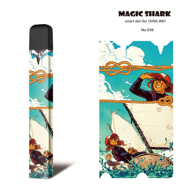 Magie Shark Rhinoceros Tribal Auf die Cartoon PVC Ultra Dünne Film Abdeckung Pod Fall Aufkleber Für OVNS W01 Kit kein Verblassen