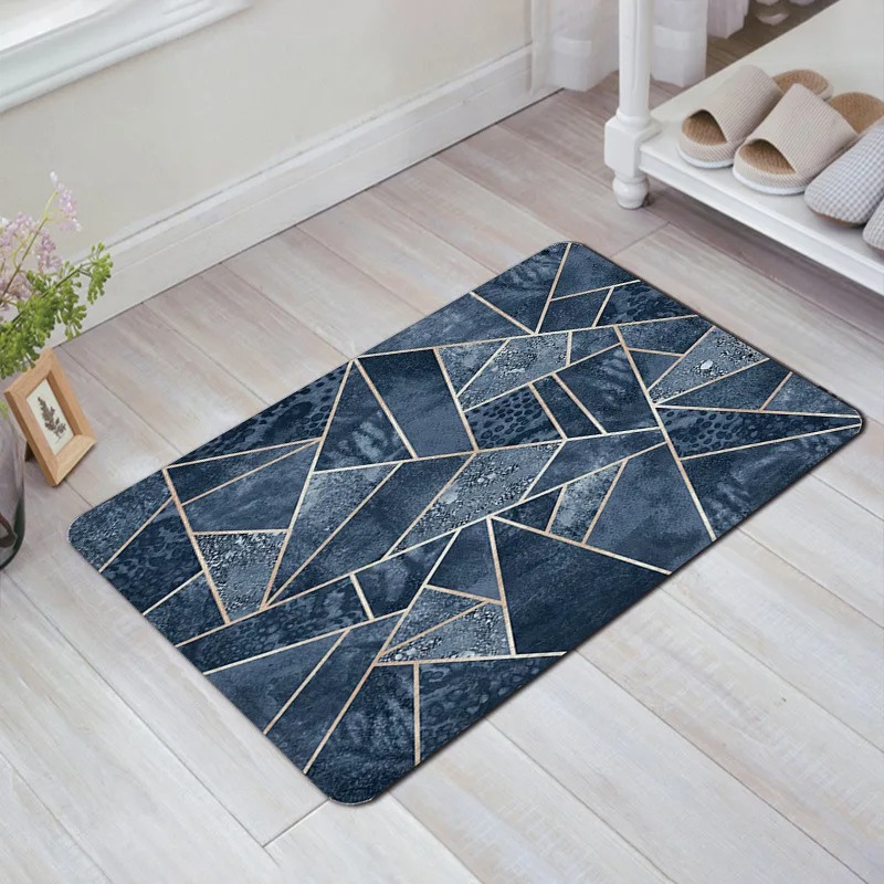 Alfombra de puerta con estampado geométrico, decoración para el hogar y el baño: 1 m² / Gris claro