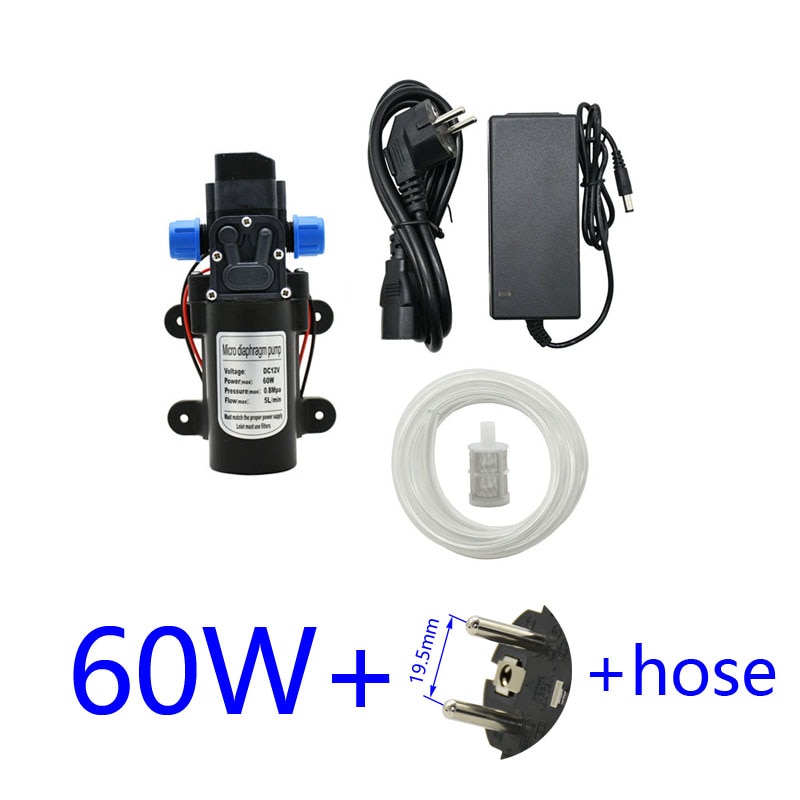 Dc 12 Volt Hoge Druk Waterpomp 60 W 80 W Micro Membraanwaterpomp Met Druk Zelfaanzuigende booster 12 Volt Adapter 1 Pcs: 80Wx12Vxhose