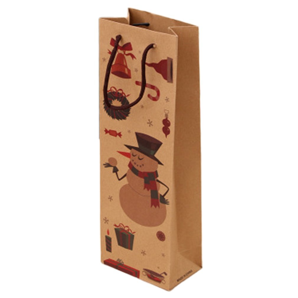Julepose julekraftpapirpose rødvinpose vinflaskepose emballeringspose: Papirstil 2