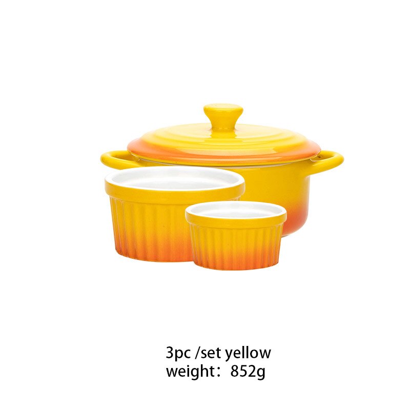 Gradiënten Keramische Cakevorm Bakplaat Set Pudding Mould Keuken Oven Ronde Bakvormen Pan Met Deksel Soepkom