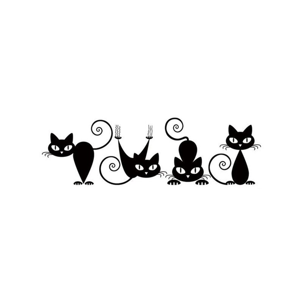 Piękne 4 czarny śliczne koty naklejki ścienne Moder kot naklejki ścienne dziewczynek winylu wystrój domu ładny kot salon dzieci pokój pokój jan3