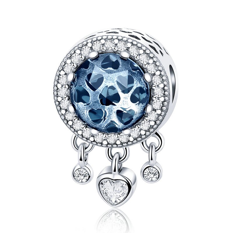 BAMOER 3 Color Authentic 925 Sterling Silver Heart Radiant Crystal Dangle Heart Charms Fit Charm Bracelets Silver Jewelry SCC999: SCC724
