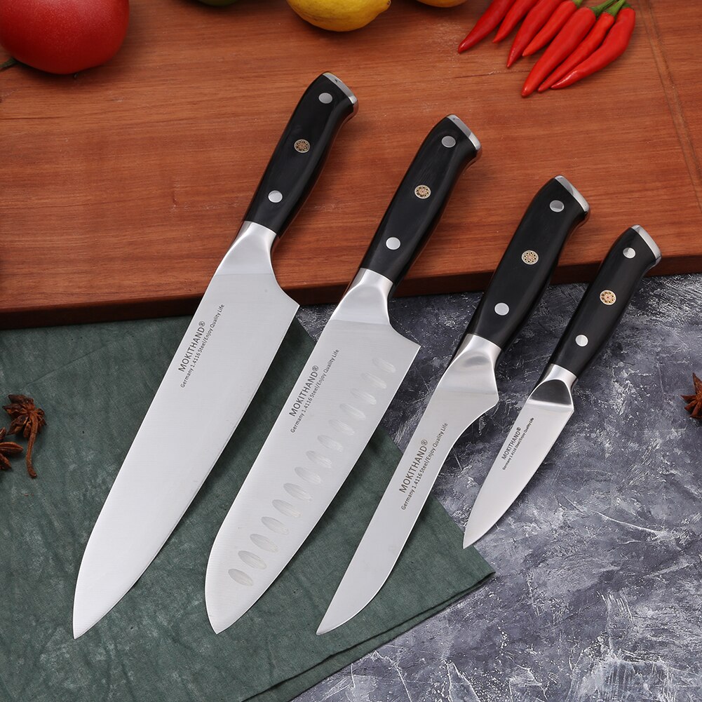Japanske køkkenknive skarpe kokkeknive sæt tyskland 1.4116 højkulstofstål santoku frugtudbening kogekniv håndlavet