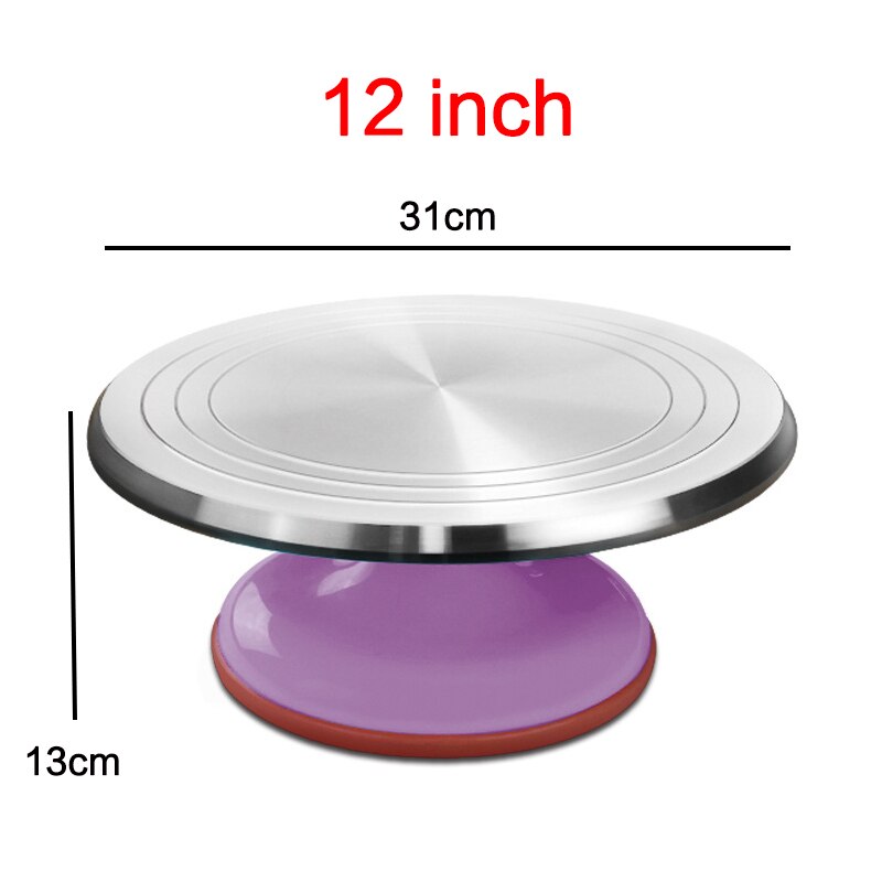8-12 Inch High Cake Turntable Platform Aluminum Alloy Rotating Baking Stand Decorating Tools Mould Scale Maker Dessert: Purple 12 inch