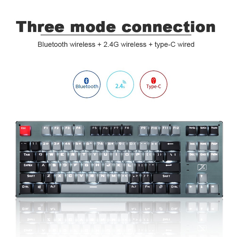 87 Toetsen Mechanische Toetsenbord Bluetooth Usb Draadloze Type-C Drie Modus Backlit Gaming Toetsenbord Voor Laptoptablet Mobiele Telefoon