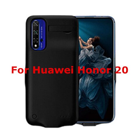 6000Mah Batterij Case Voor Huawei Honor 20 Pro Power Bank Case Extenal Batterij Oplader Cover Voor Huawei Honor 20 Power Case: Black for Honor 20