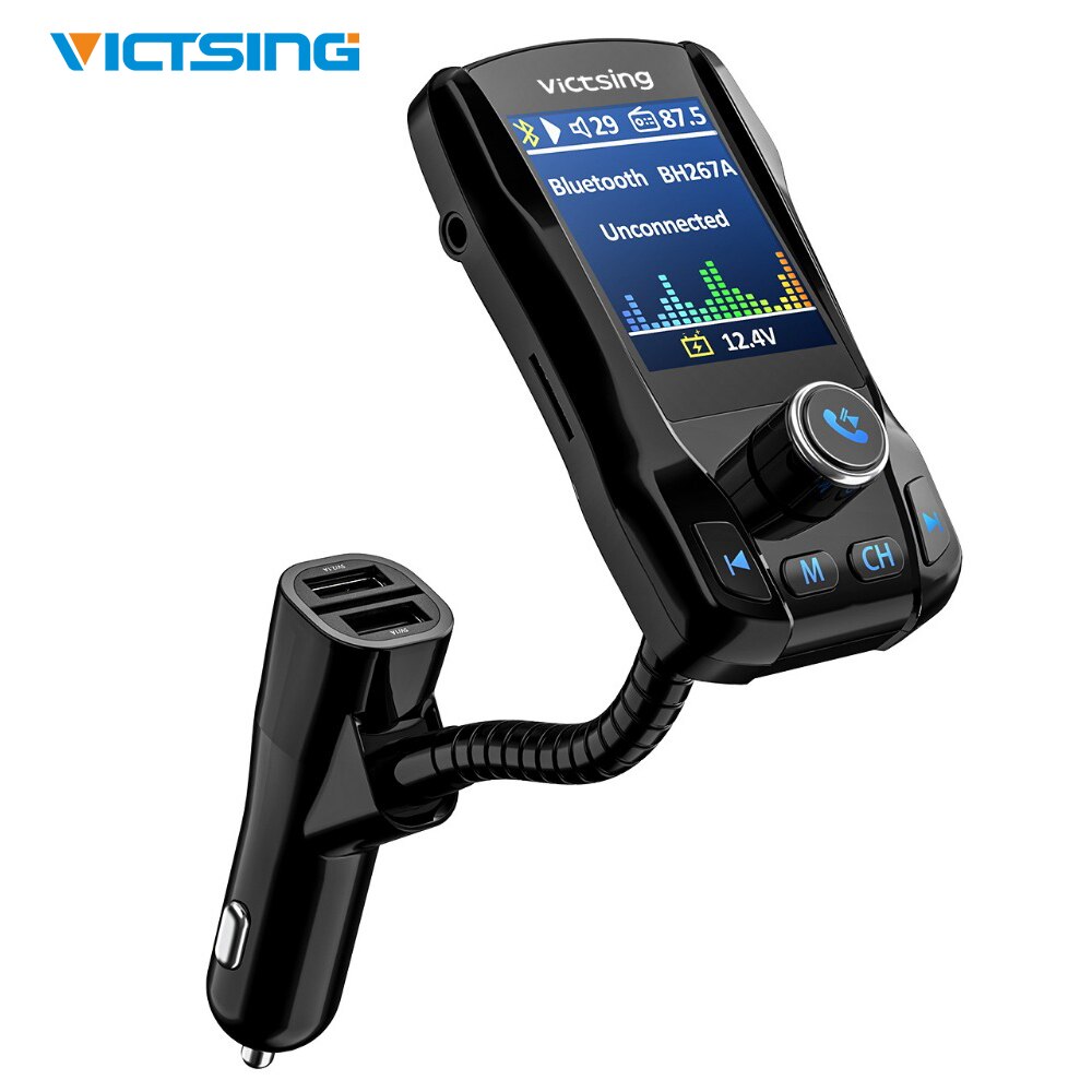 Victsing 1.8 Inch Bluetooth Fm-zender Radio Adapter Draadloze Handsfree 5V 2.1A 3 Usb-poorten Charger Bluetooth Zender