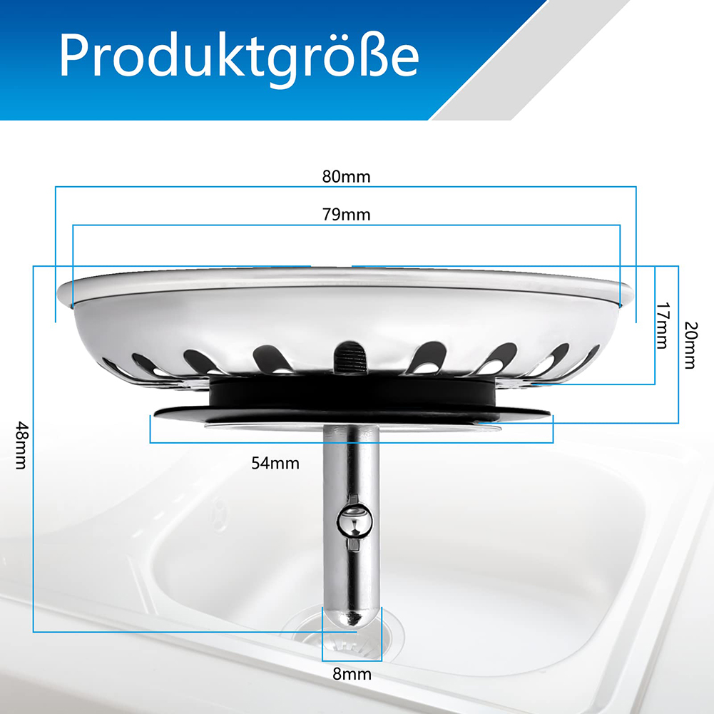 1PC Afval Plug Gootsteenzeefje Vervanging 80mm/82mm/84mm Wastafel Afvoer Filter Rvs bevestigingspin Keuken Woonaccessoires