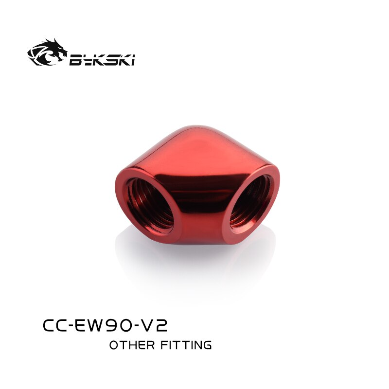 Bykski 90 Degree Dual Female Elbow Fitting Connector Joint CC-EW90-V2: Red