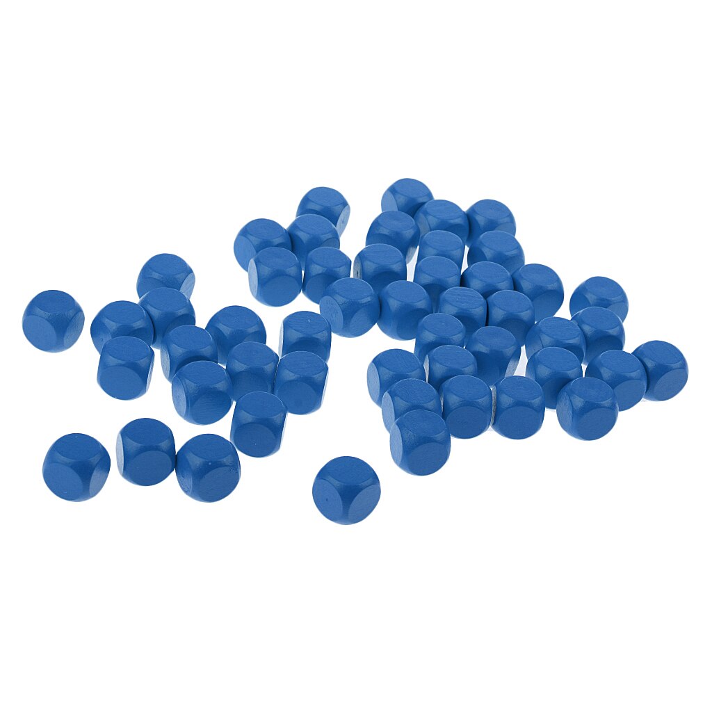 Pak Van 50 Ronde 16Mm Houten Dobbelstenen Set Blauw Rood Kleur Blanco Dobbelstenen Zelf Diy Patroon: Blue