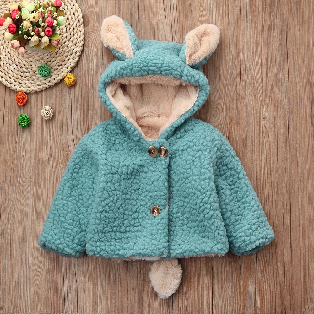 ARLONEET Jacke Baby Niedlichen Kaninchen Ohren Kapuzenmantel Kleinkind Für Mädchen Jungen Herbst Winter Mantel Dicke Warme freundlicher Kleidung BFOF: BU / 3T