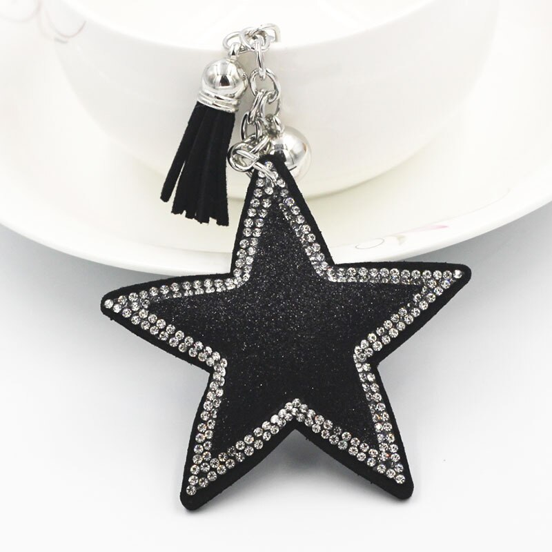 Yiwu acessórios camurça de cinco pontas estrela xiang zuan bao pacote pingente presentes criativos crina chaveiro lote misturado: Black