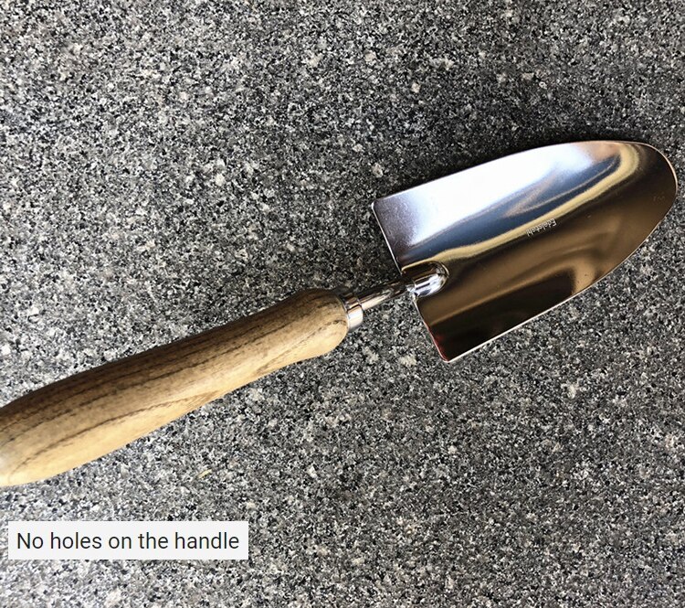 Traditionele Engels Tuin Hand Troffel Tuinieren Tool Met Sterke Essenhout Handvat & Full Size Rvs Graven Blade: handle has no holes