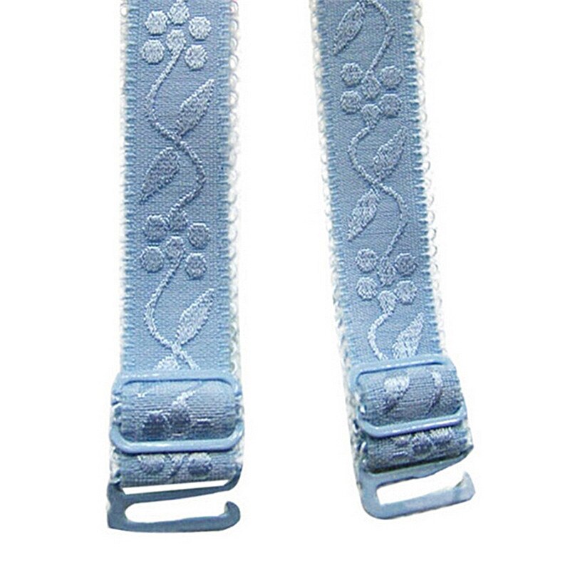 1 par 34cm skridsikre bh-stropper dame dobbelt skulder elastisk bh-tilbehør: Blå