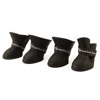 XL/XXL 4pcs/set Pet Shoes Dog Waterproof Rain Boots Rubber Candy Color Large Dog Shoes: black / XXL