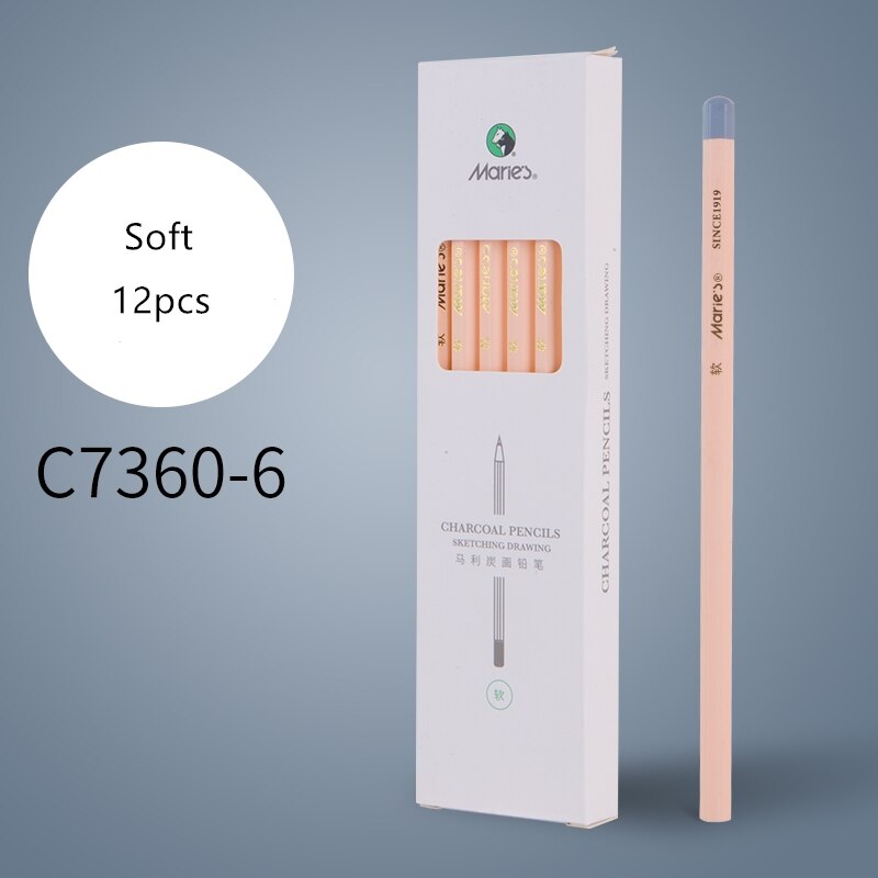 Charcoal Sketch Pencil Drawing Set Soft Medium Hard 4mm Lead Art Supplies Sketching Tools: 12pcs 7360 Soft