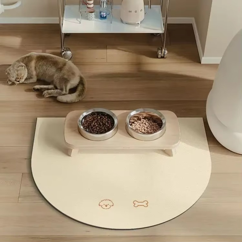 Einfache Haustiermatte für Hunde, wasserdichte Reisschüsselmatte für häusliche Katzen und Hunde, rutschfest, kann geschnitten werden, Pu-Ledermatte