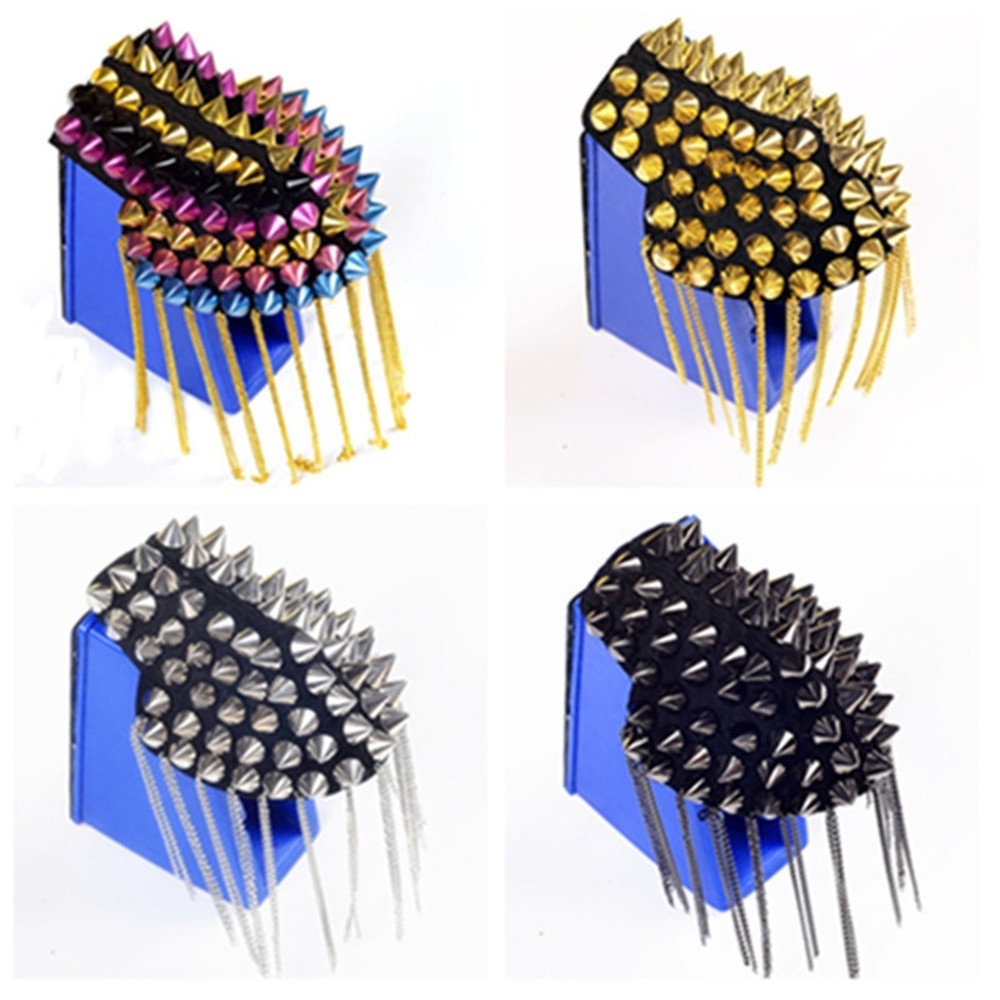 1 Paar Klinknagel Epaulette Broche Punk Stijl Schouder Bling Pak Decoratie Kleding Accessoires voor Mannen Vrouwen