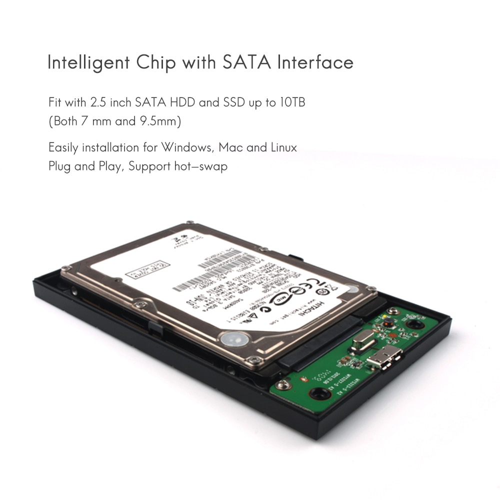 Ssk Hdd Case 2.5 Inch Sata Naar USB3.0 Ssd Adapter Voor Ssd 1 Tb 2 Tb Type C Harde Schijf drive Box Externe Hd High Speed Black SHE080