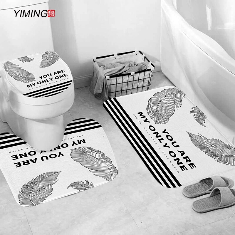 YIMING 3pcs Bath Mat Set Simple Northern European-Style Chandelier Printed Bathroom Anti-Slip Carpet Home Decoration Bath Mat: K