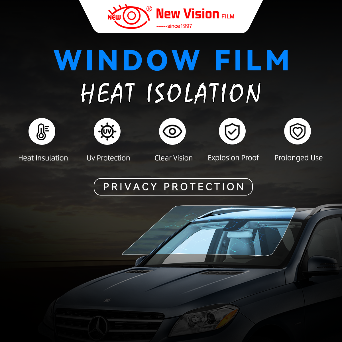 50cmX300cm IR100 % Nano película cerámica súper alta resistencia al calor vidrio de coche tinte Solar películas protectoras para ventanas