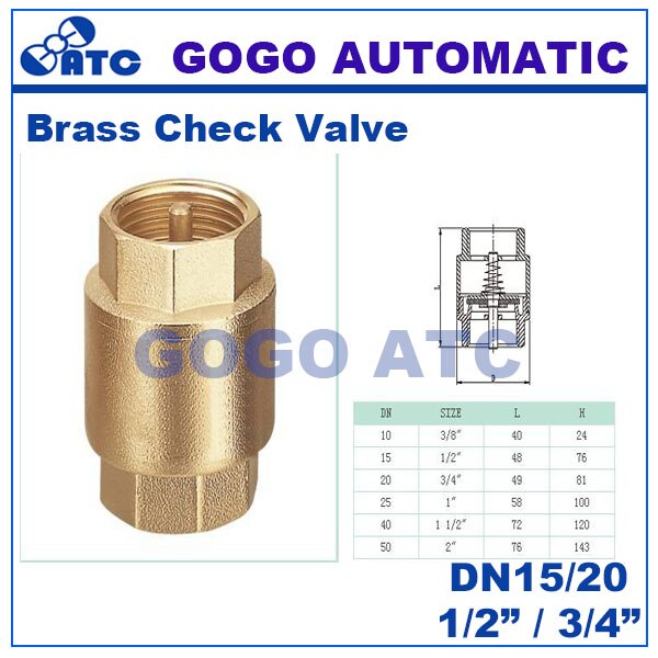 Wysokiej jakości mosiężny pionowy zawór zwrotny sprężynowy robić wodomierza DN15/DN20/DN25 1/2 "3/4" 1 cal