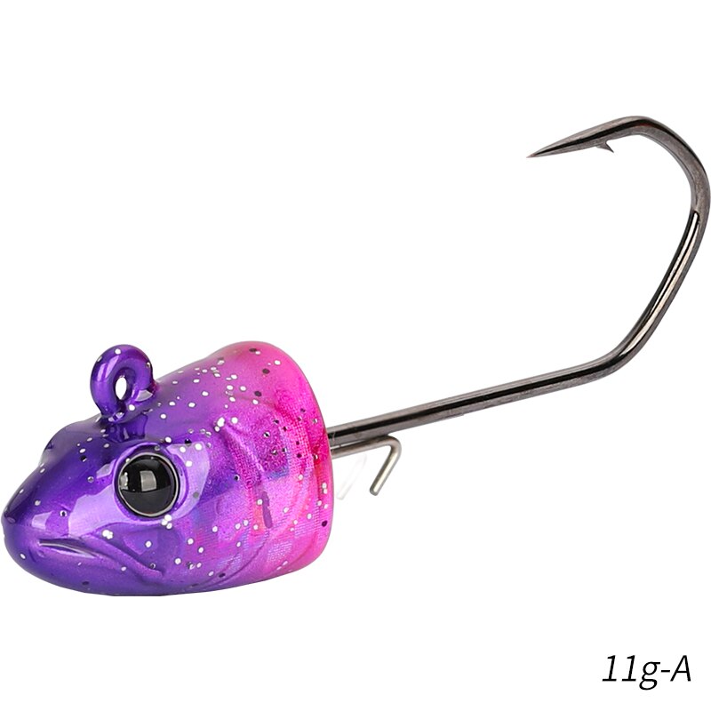 TSURINOYA-anzuelos de cabeza plomada de 11g y 14g, señuelo suave para pesca en aguas profundas, aparejos de Metal, accesorios de pesca: TSU-JIG HOOKS-11g-A