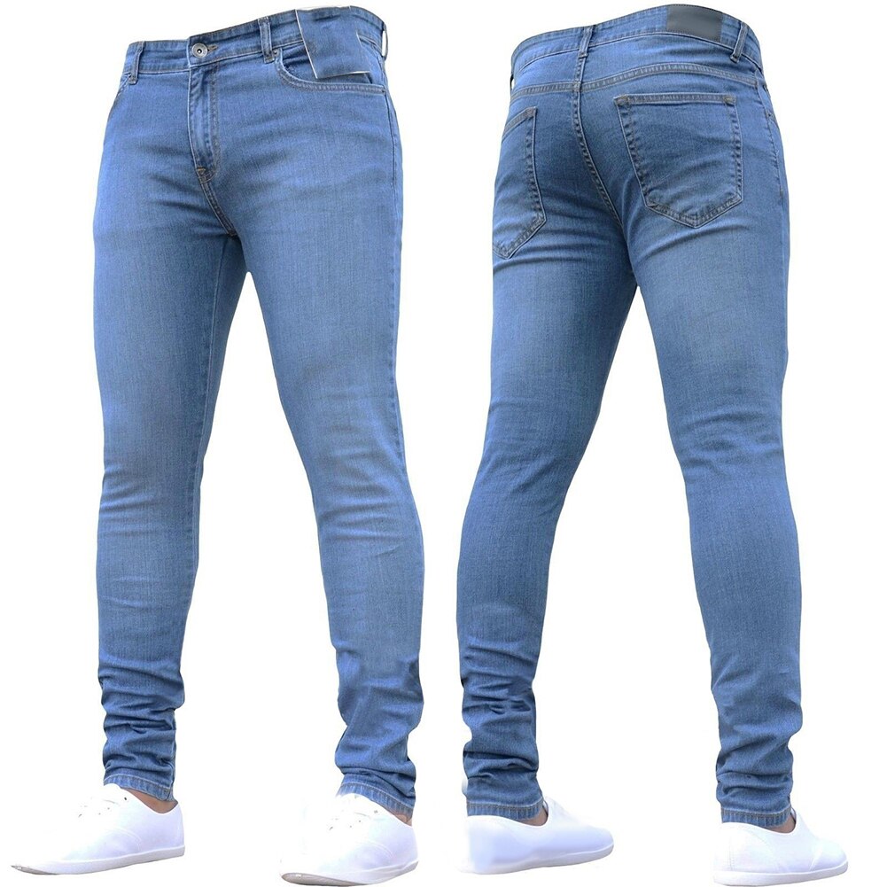 Spring Autumn Men's Skinny Jeans Denim Pants Leggings Long Trousers