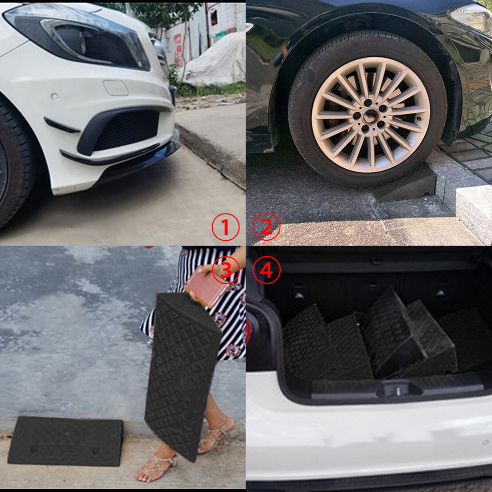 Rampas de Curb portátiles para coche, remolque, camión, motocicleta, silla de ruedas, pendiente de plástico resistente, 1 ud.