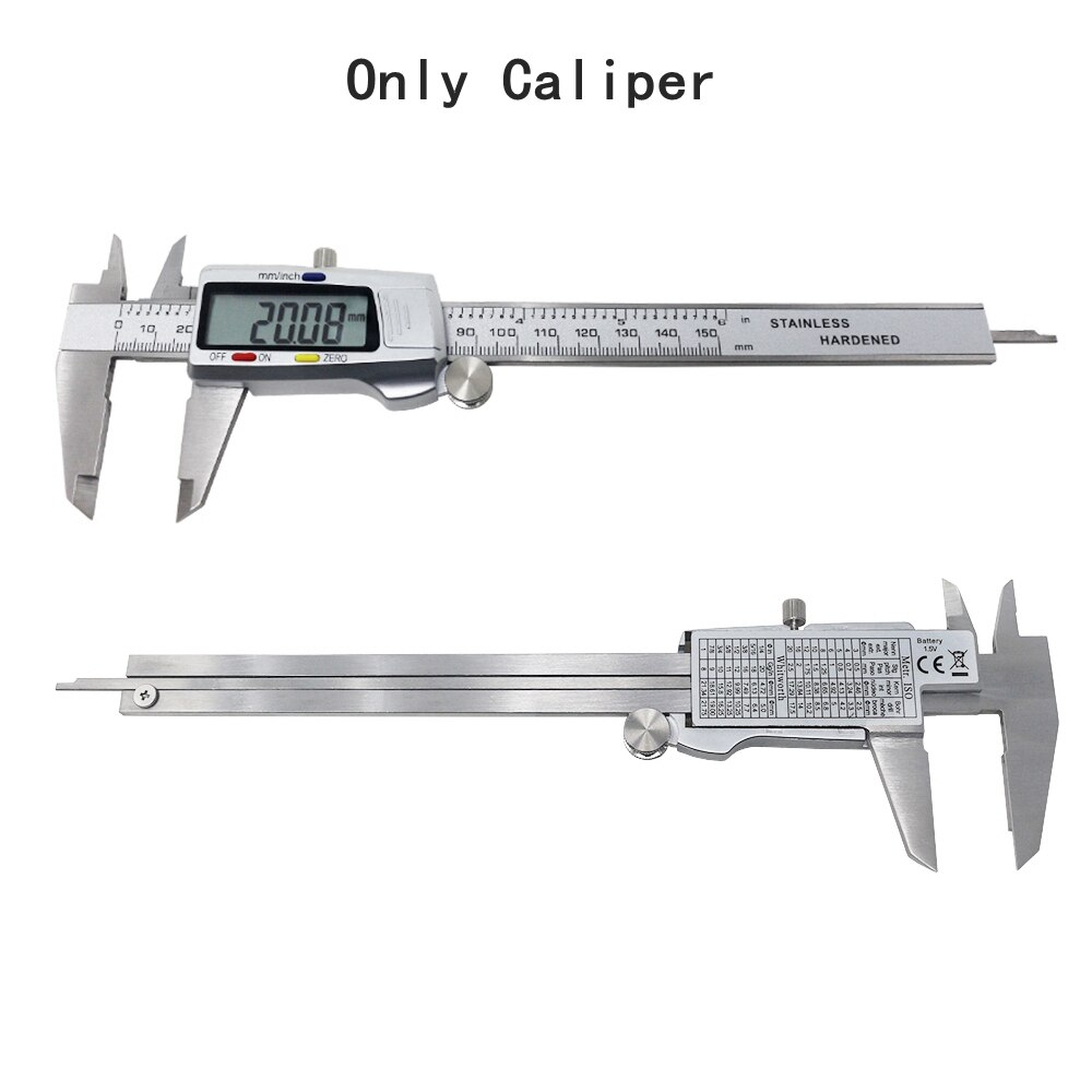 150mm Electronic Digital Metal Caliper 6 Inch Stainless Steel Vernier Caliper Gauge Micrometer Measuring Tool Digital Ruler: Only caliper