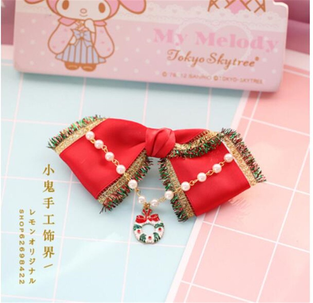 Kerst Kwastje Strik Trim Lolita Meisje Hoofddeksels Haar pin Kimono Badjas JK Haar Accessoires Decoratie Hoofdtooi B591: color 16