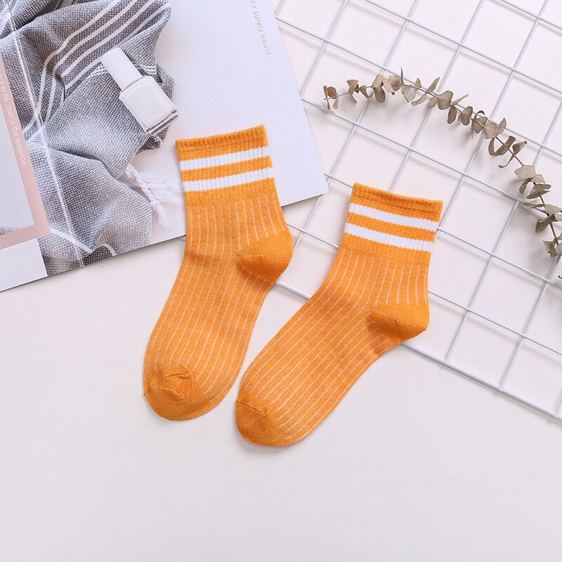 1 Pair Style Cute Women's Casual Stripe Cotton Comfortable Ventilation Korean Edition Cotton Socks: 04