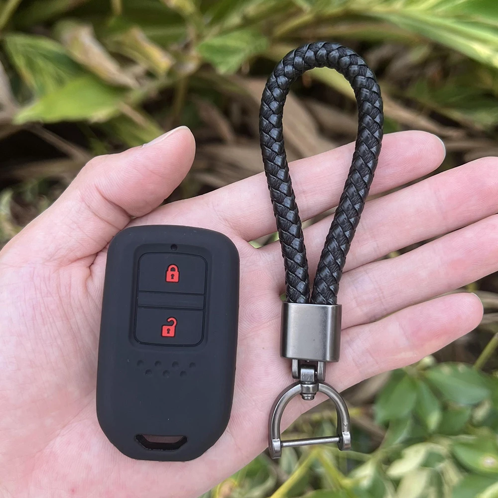 Funda de silicona para llave de coche de 2 botones, protección de la piel, soporte de carcasa de goma para Honda Vezel City Civic Jazz CRV Crider HRV Fit Freed
