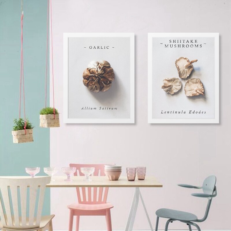 Farmhouse Kitchen Wall Art Posters and Prints Fig Pomegranate Garlic Mushroom Painting Picture Kitchen Gallery Wall Decor