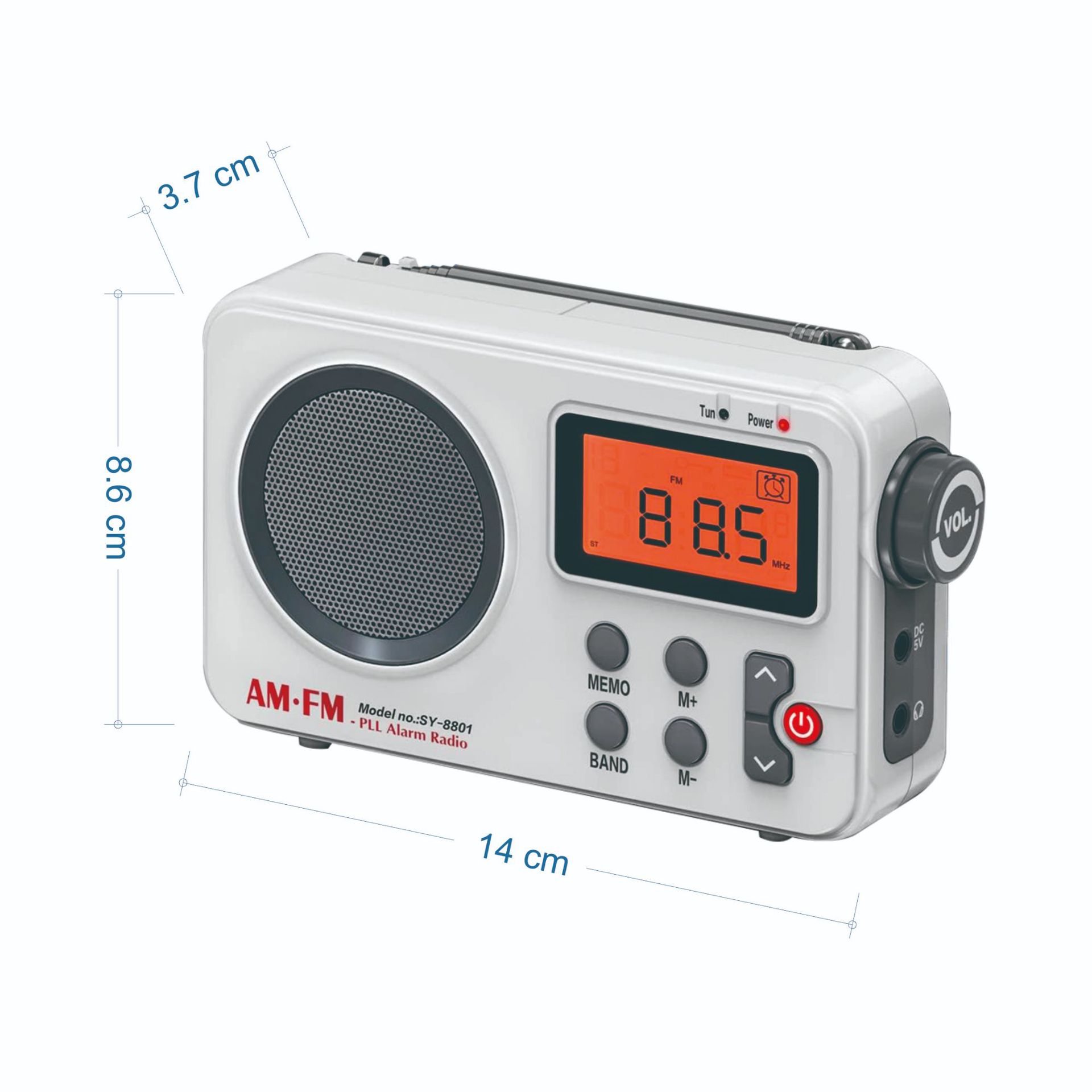 Radio portátil AM FM con conector para auriculares de 3,5 MM, receptor de Audio, señal estable, antena estirable, alimentada por batería USB