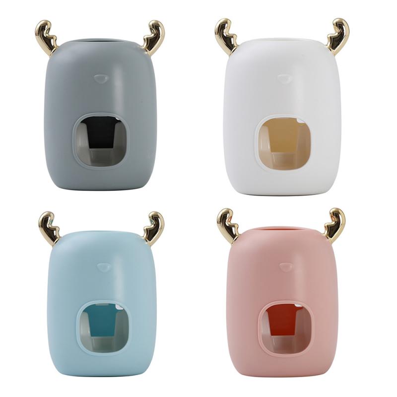 Toothpaste Squeezers Christmas Look Wall Mount Stand Automatic Toothpaste Dispenser Tooth Dust-proof Toothbrush Holder