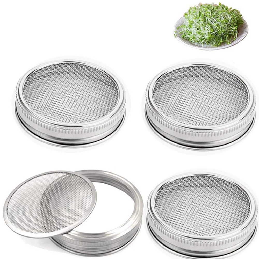 Juego de germinador de acero inoxidable, Kit de broteo de acero albañil, germinador de semillas, cubierta de germinación, tapas de colador de acero inoxidable, 1 unidad