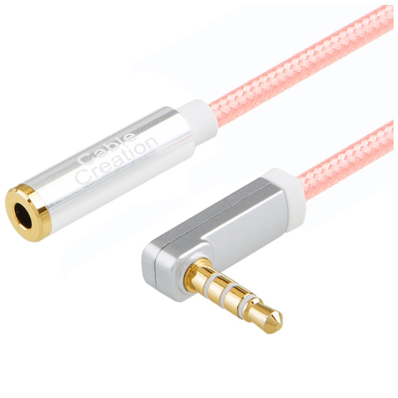 3.5mm TRRS Auxiliary Audio Kabel Man-vrouw Extension Stereo Audio Kabel 90 Graden Haakse (Microfoon Compatibel)