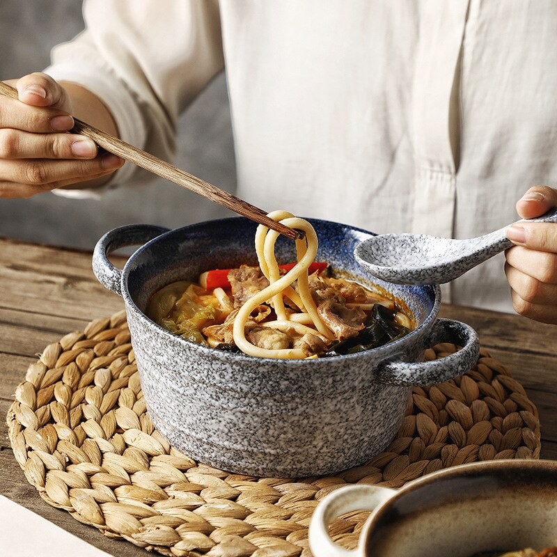 Cuenco de Ramen para microondas, recipiente de cerámica con personalidad creativa, olla de sopa, Cocina Para el hogar, fideos instantáneos BowlLB501