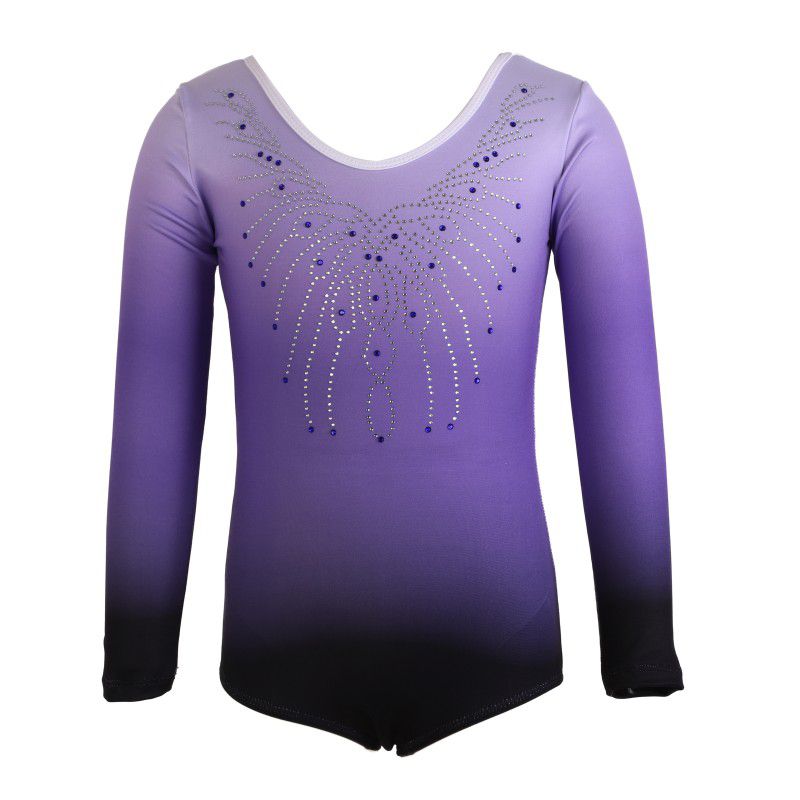 Girls Leotards Ballet Dress Ballerina Ballet Leotards Gymnastics Long Sleeve Gradient Color Costumes Dance Wear Costumes1: Purple  / 6 Code