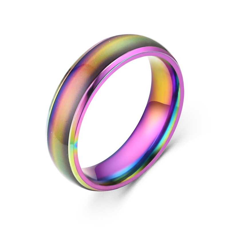 1 stücke Edelstahl Stimmung Ring Ändern Farbe Ringe Emotion Gefühl Temperatur Ring für Frauen Männer Paare Ringe Schmuck: 10 / Mehrfarben