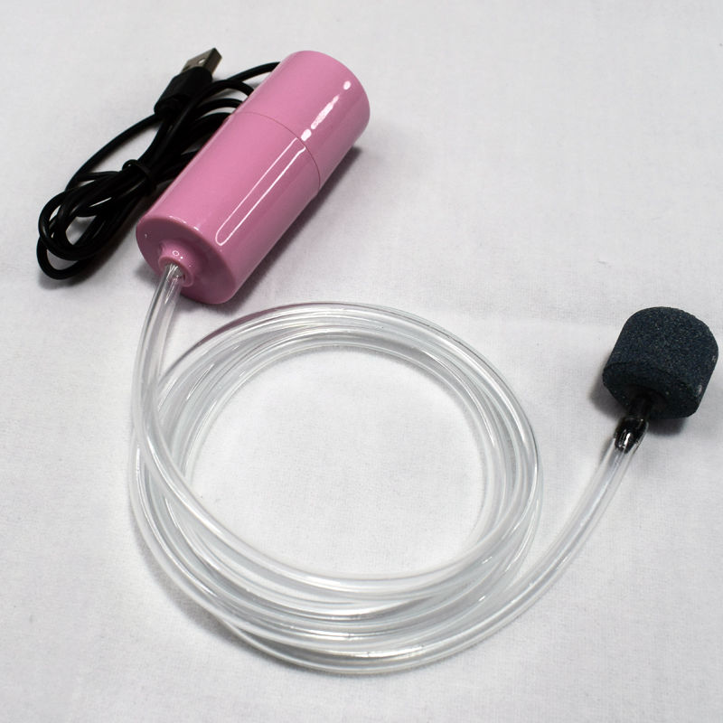 Convenient USB Oxygen Pump Fishkeeping Compressor for Aquarium 12v Water Pump Aquarium Fish Bubbles for Aquarium Accessories: Single-tube Pink / Large fish tank