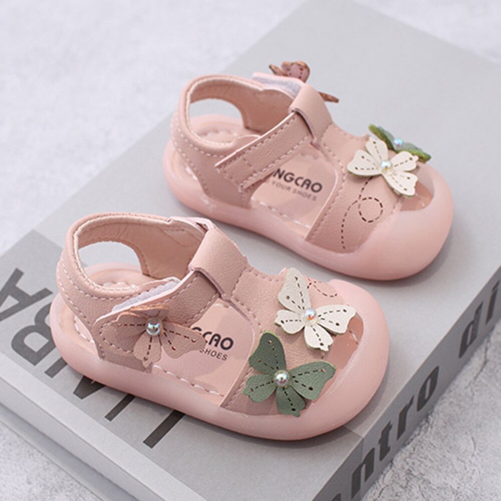 Kleinkind Baby Mädchen Sandalen Sommer Cloes Kappe Schuhe mit Schmetterling Anti Unterhose Gummi Sohle Kleinkind Prewalker Erste Wanderschuhe